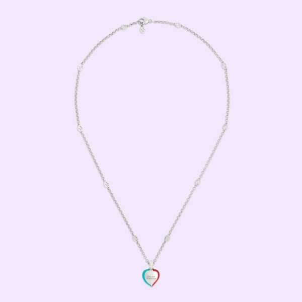 Double G Interlocking G Heart Lightning Charm Necklace - Image 3