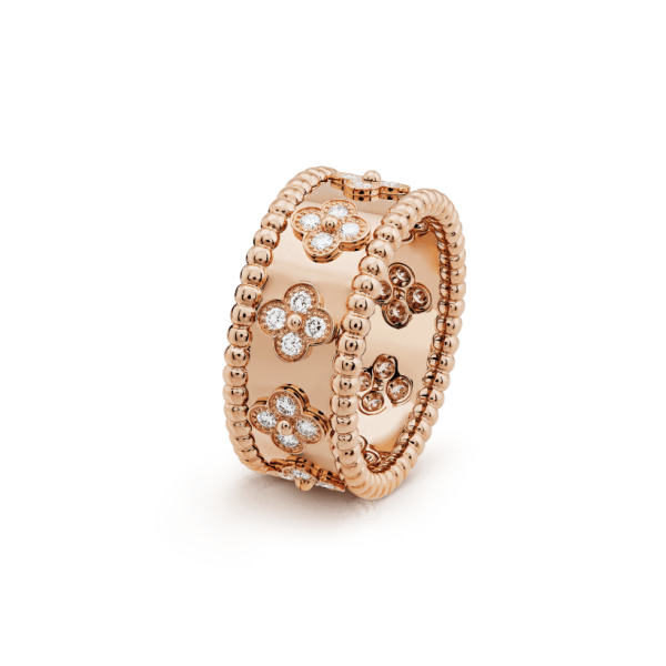 18K Rose Gold Perlée Clovers Ring