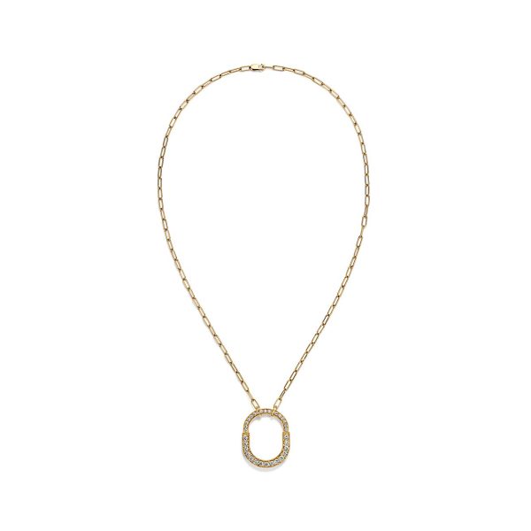 18K T Lock Pendant Pavé Diamonds Necklace - 图片 3