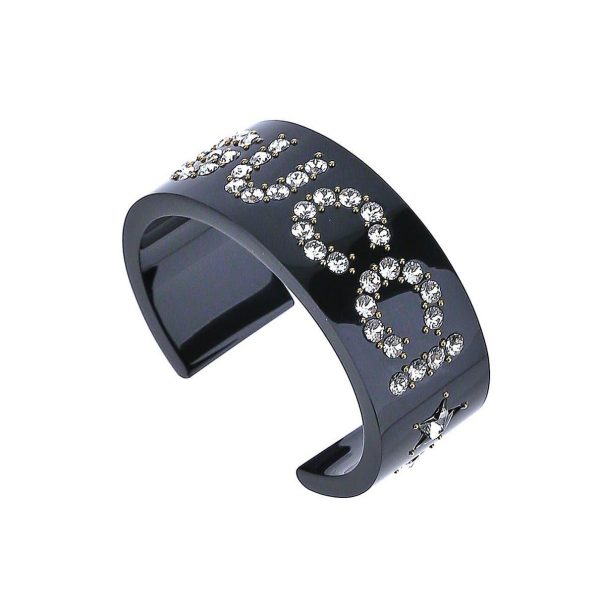 Double G Crystal Black & White Cuff Bracelet - 图片 5