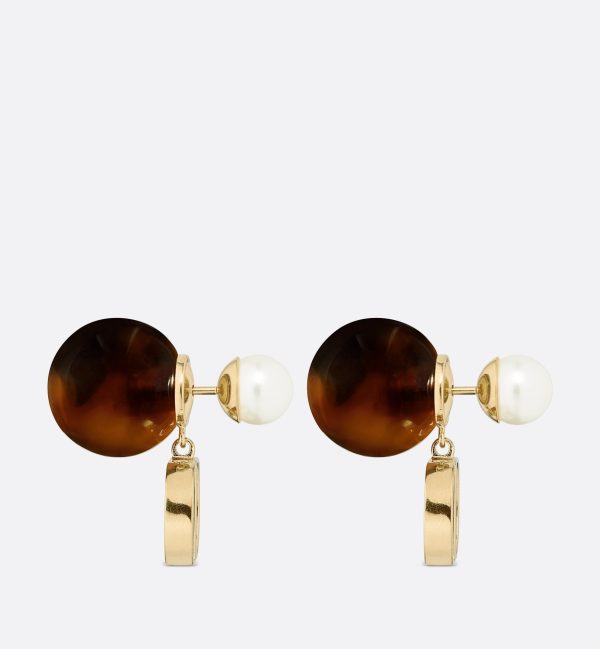 18K CD Tribales Brown Resin Pearls Earrings - 图片 3