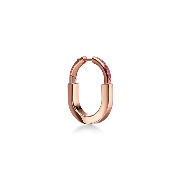 18K T Lock ROSÉ Edition Medium Earrings - 图片 2