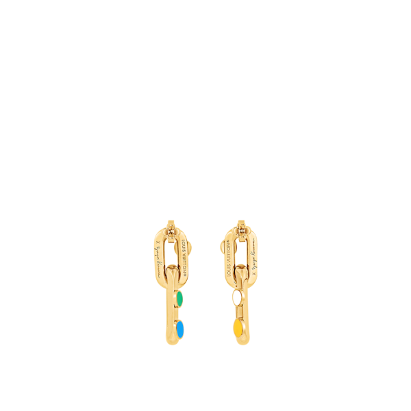 18k Louis x YK LV Edge Painted Dots Earrings - 图片 4