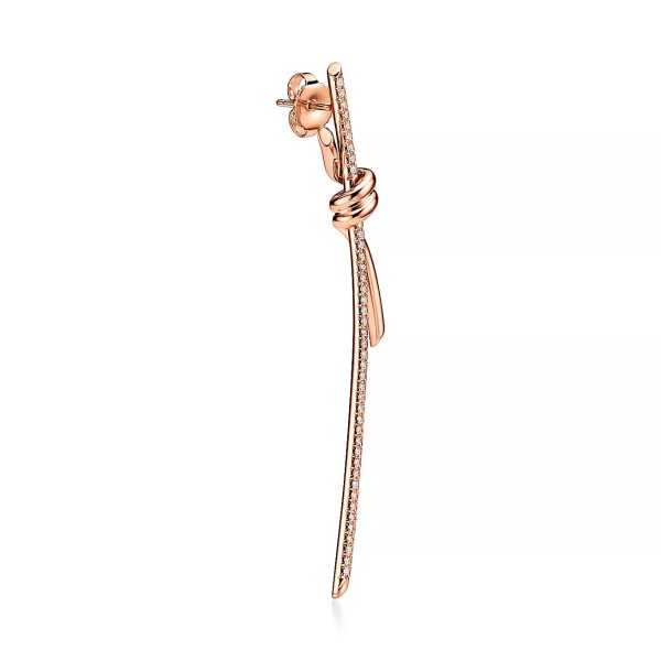 18K T Knot Drop Diamonds Earrings - 图片 7