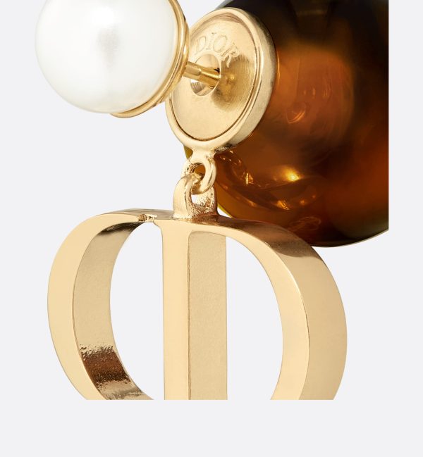 18K CD Tribales Brown Resin Pearls Earrings - 图片 4