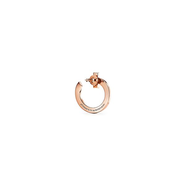 18K T T1 Open Hoop Rose Gold Earrings - 图片 9
