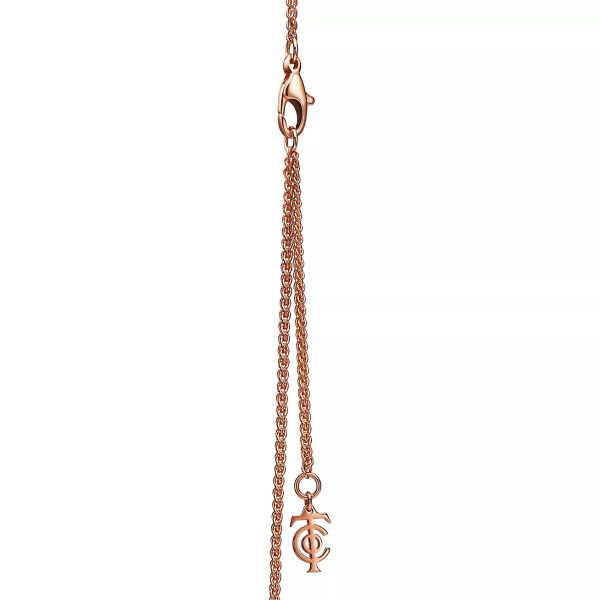 18K T Keys Woven Pink Diamonds Medium Necklace - 图片 4