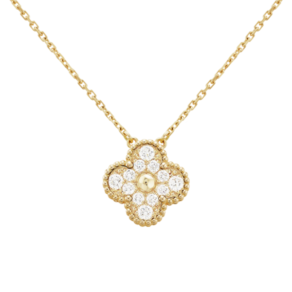 18K Sweet Alhambra Diamond Clover Necklace