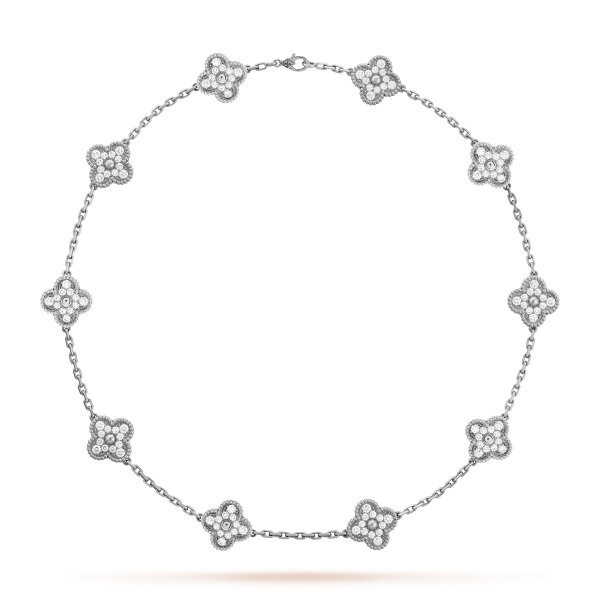 18K Vintage Alhambra Diamonds 10 Motifs Necklace