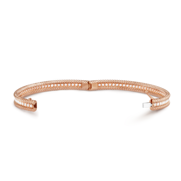 18K Rose Gold Perlée Diamonds One Row Bracelet - 图片 6