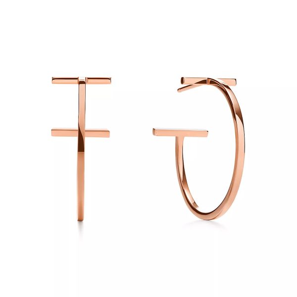 18K T Hoop Earrings - 图片 8