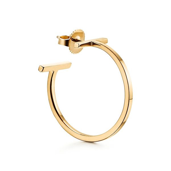 18K T Hoop Earrings - 图片 6