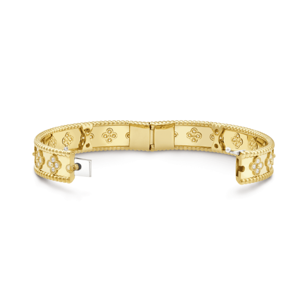 18K Yellow Gold Perlée Clovers Bracelet - Image 3