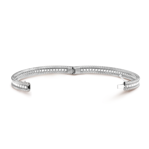 18K White Gold Perlée Diamonds One Row Bracelet - 图片 4