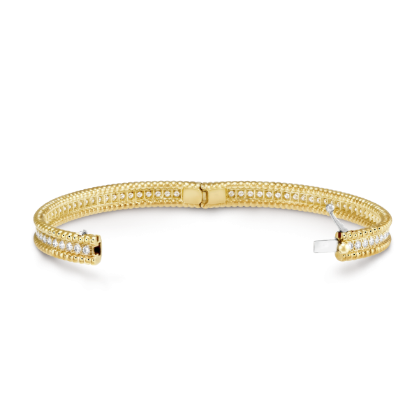 18K Yellow Gold Perlée Diamonds One Row Bracelet - Image 5