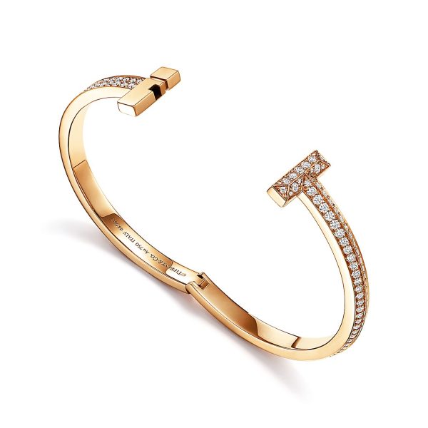 18K T1 Wide Diamond Hinged Bangle Bracelet - 图片 9
