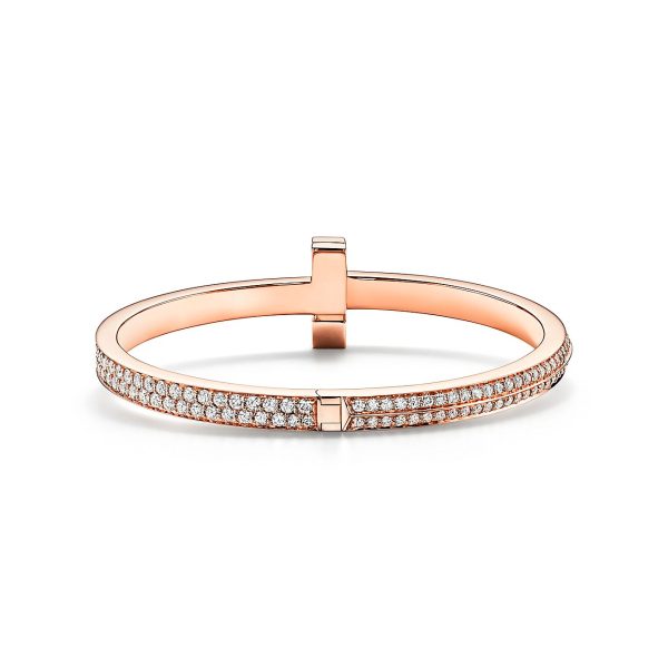 18K T1 Wide Diamond Hinged Bangle Bracelet - 图片 7