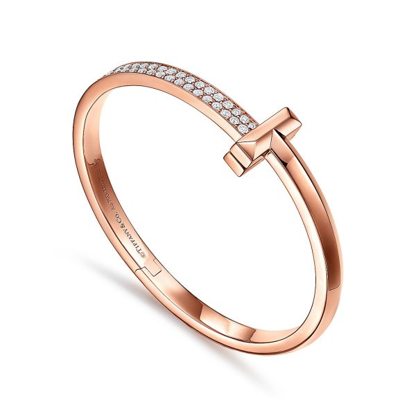 18K T1 Wide Diamond Hinged Bracelet - 图片 8