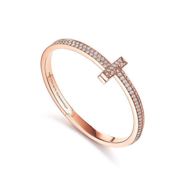 18K T1 Wide Diamond Hinged Bangle Bracelet - 图片 16
