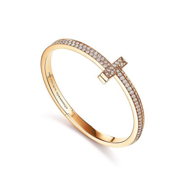 18K T1 Wide Diamond Hinged Bangle Bracelet - 图片 17