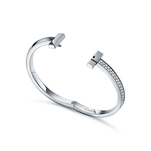 18K T1 Wide Diamond Hinged Bracelet - 图片 16
