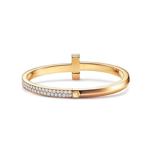 18K T1 Wide Diamond Hinged Bracelet - 图片 18