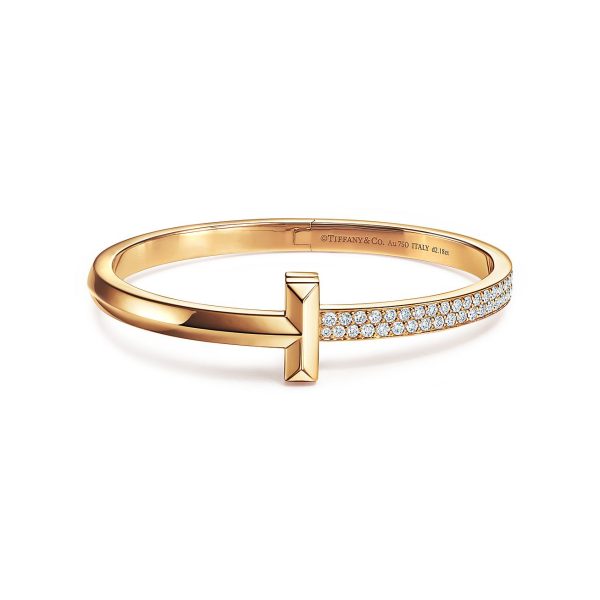 18K T1 Wide Diamond Hinged Bracelet - 图片 3
