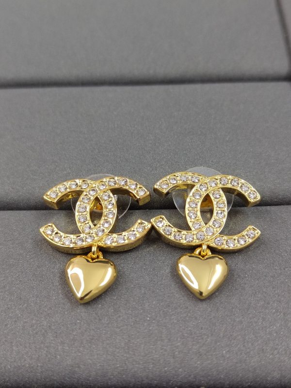 18K Classic Blue CC Heart Earrings - 图片 2