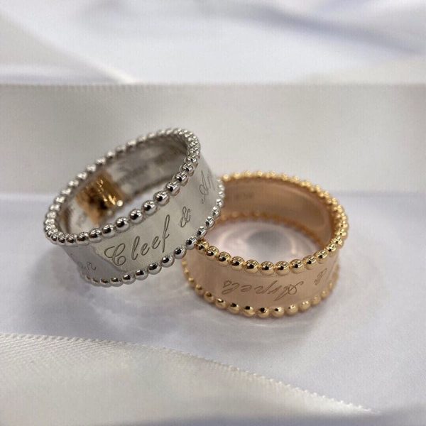 18K White Gold Perlée Signature Ring - 图片 5