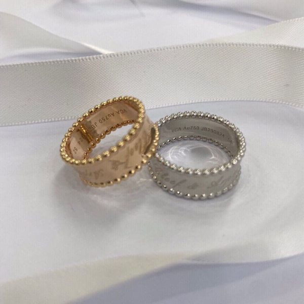 18K White Gold Perlée Signature Ring - 图片 4
