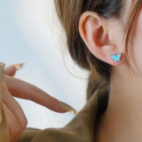 18K Sweet Alhambra Butterfly Stud Earrings - 图片 5