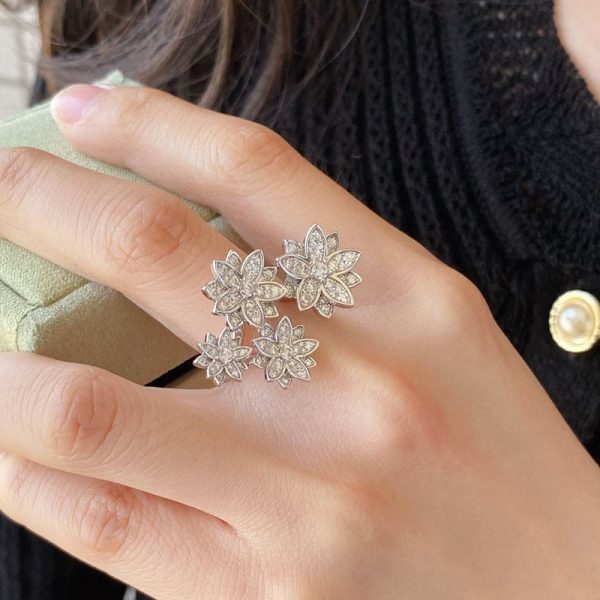 18K Lotus Four Flowers Ring - 图片 5