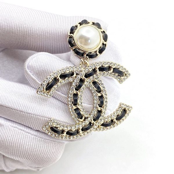18K CC Pearl Drop Earrings - 图片 2