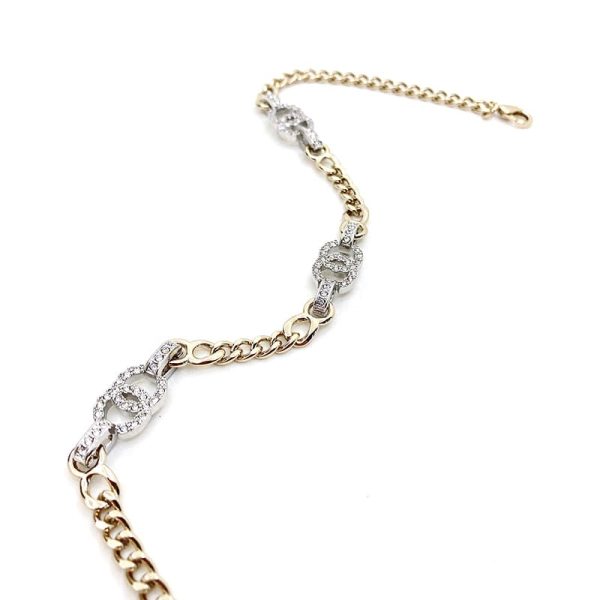 18K Crystal CC Chain Links Choker Necklace - 图片 6