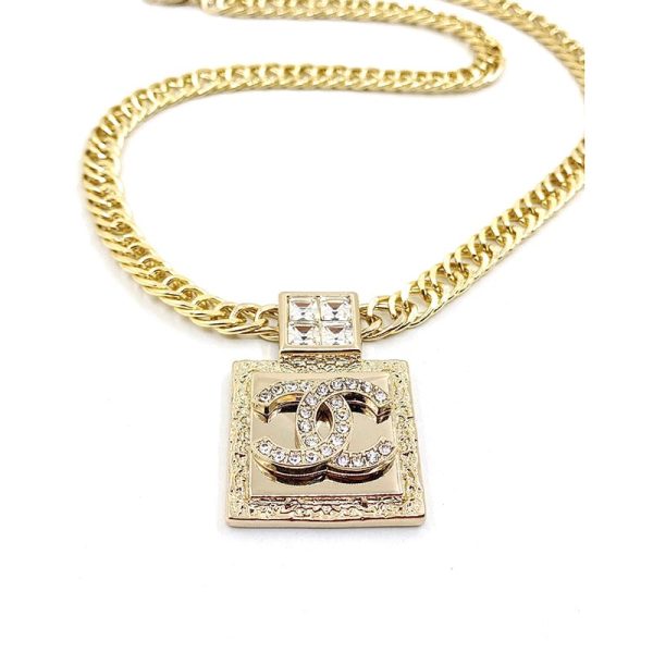 18K CC Metal & Diamantés Pendant Necklace - 图片 4