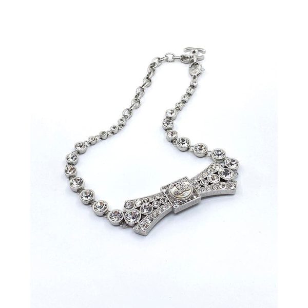18K CC Diamond Bow Tie Pendant Necklace - 图片 4