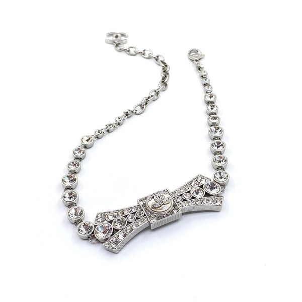 18K CC Diamond Bow Tie Pendant Necklace - 图片 6