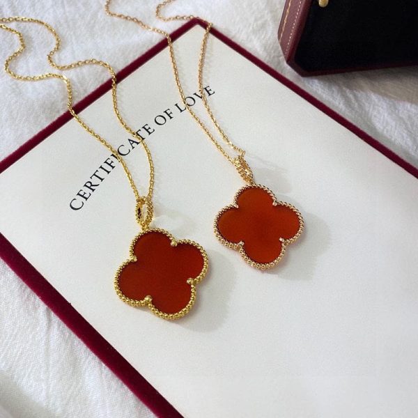 18K Magic Alhambra One Motifs Carnelian Clover Necklace - 图片 3