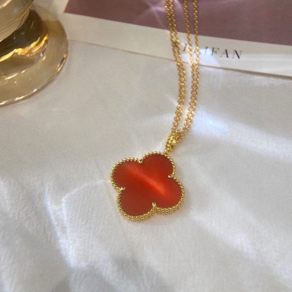 18K Magic Alhambra One Motifs Carnelian Clover Necklace - 图片 7