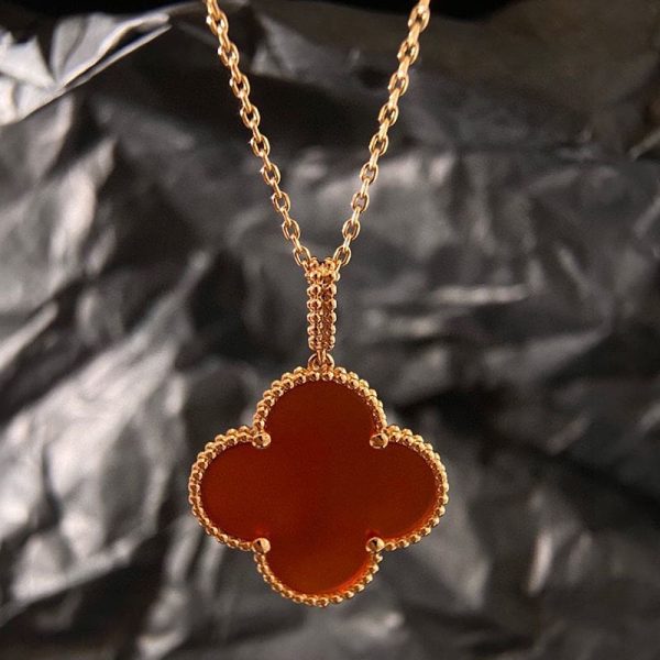 18K Magic Alhambra One Motifs Carnelian Clover Necklace - 图片 4