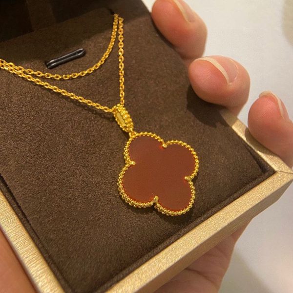18K Magic Alhambra One Motifs Carnelian Clover Necklace - 图片 5