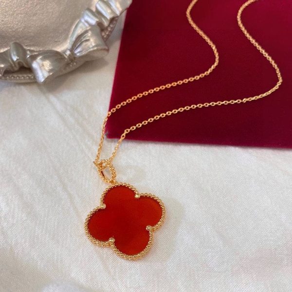 18K Magic Alhambra One Motifs Carnelian Clover Necklace - 图片 6