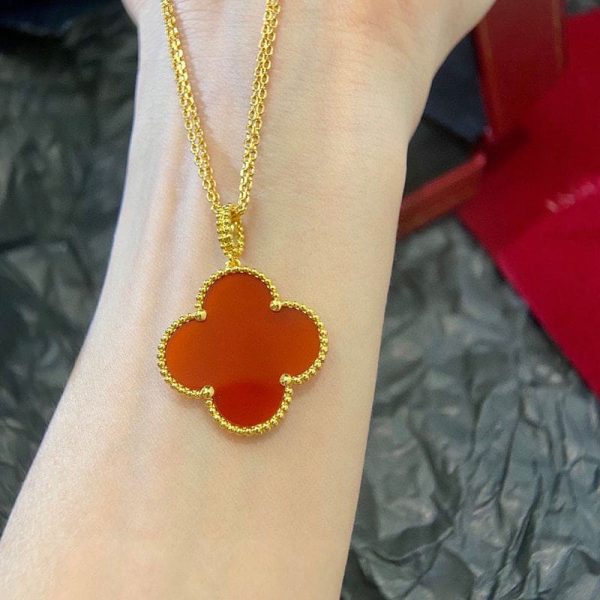 18K Magic Alhambra One Motifs Carnelian Clover Necklace - 图片 8