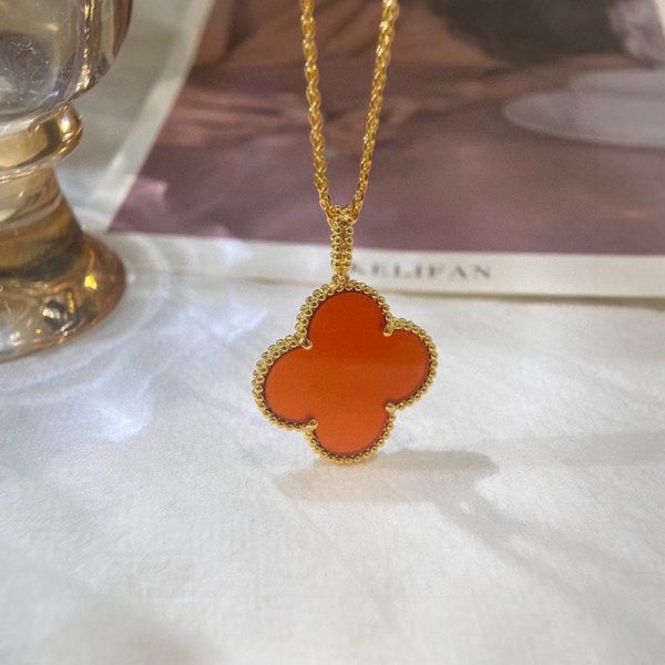 18K Magic Alhambra One Motifs Carnelian Clover Necklace - 图片 9