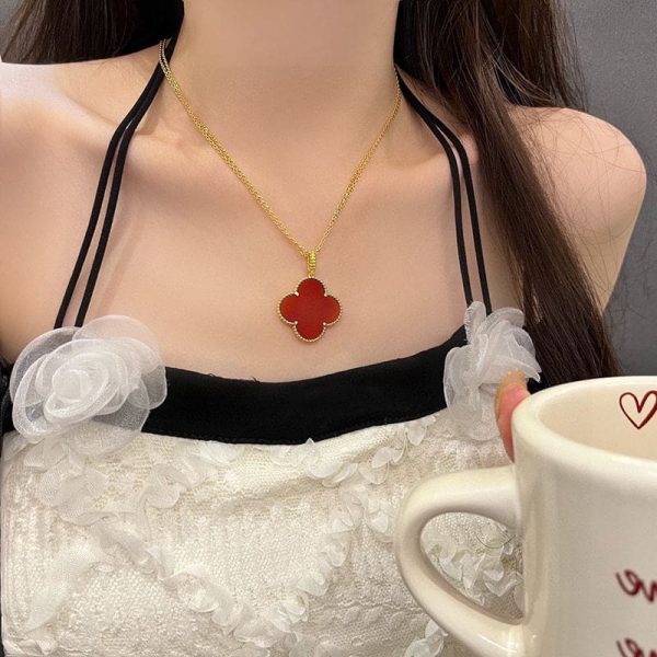 18K Magic Alhambra One Motifs Carnelian Clover Necklace - 图片 2