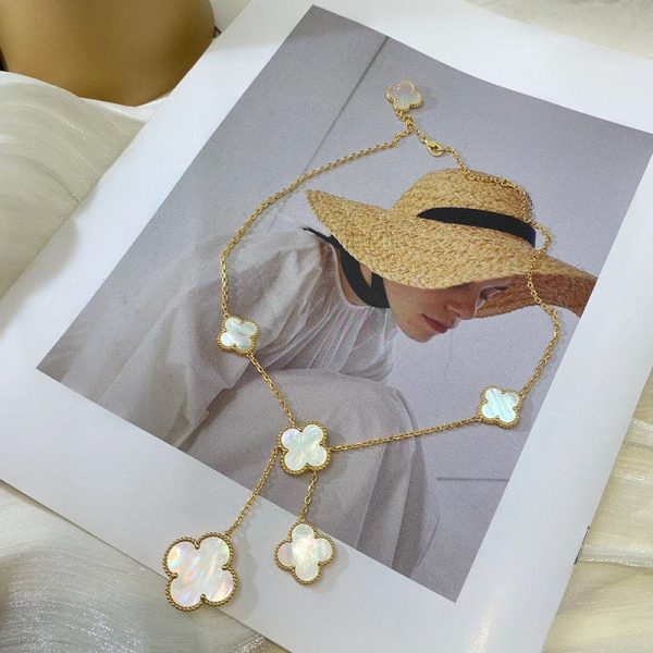 18K Magic Alhambra Six Pearls Motifs Clover Necklace - 图片 10
