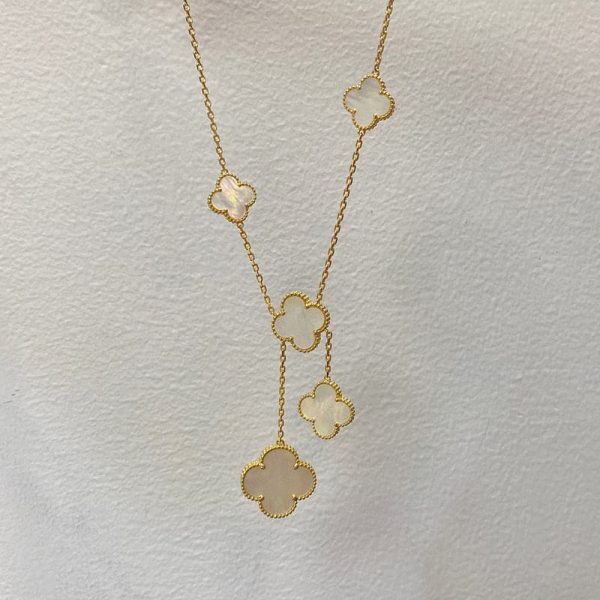 18K Magic Alhambra Six Pearls Motifs Clover Necklace - 图片 6