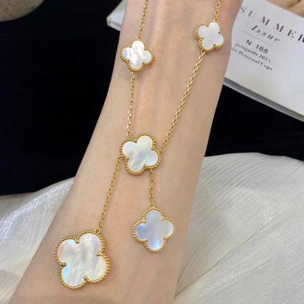 18K Magic Alhambra Six Pearls Motifs Clover Necklace - 图片 2