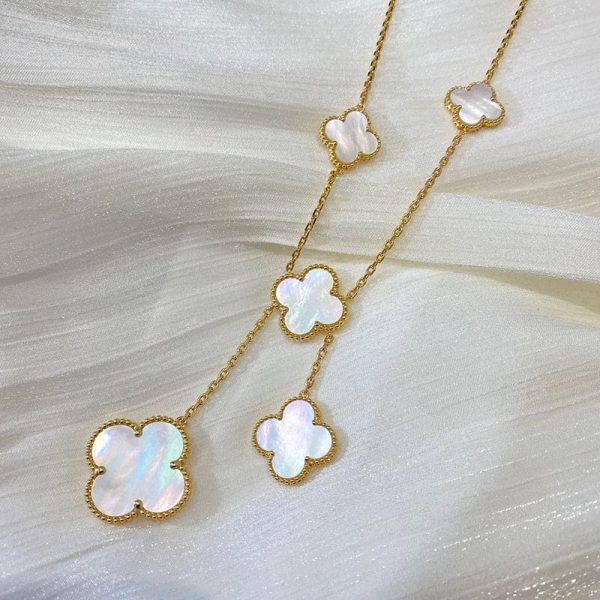 18K Magic Alhambra Six Pearls Motifs Clover Necklace - 图片 3