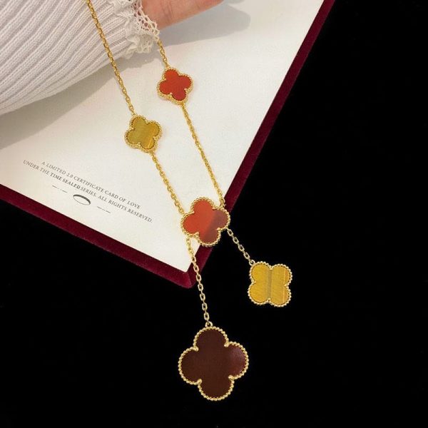 18K Magic Alhambra Six Motifs Carnelian Clover Necklace - 图片 8